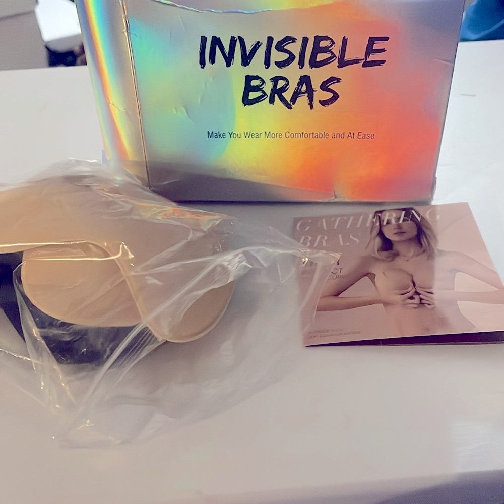 Invisible sticky pushup bra size A new black and nude.